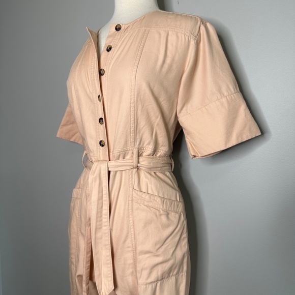 Madewell Top Stitched Coverall Belt Jumpsuit Peach/Pink Womens Size 2 - Picture 6 of 13
